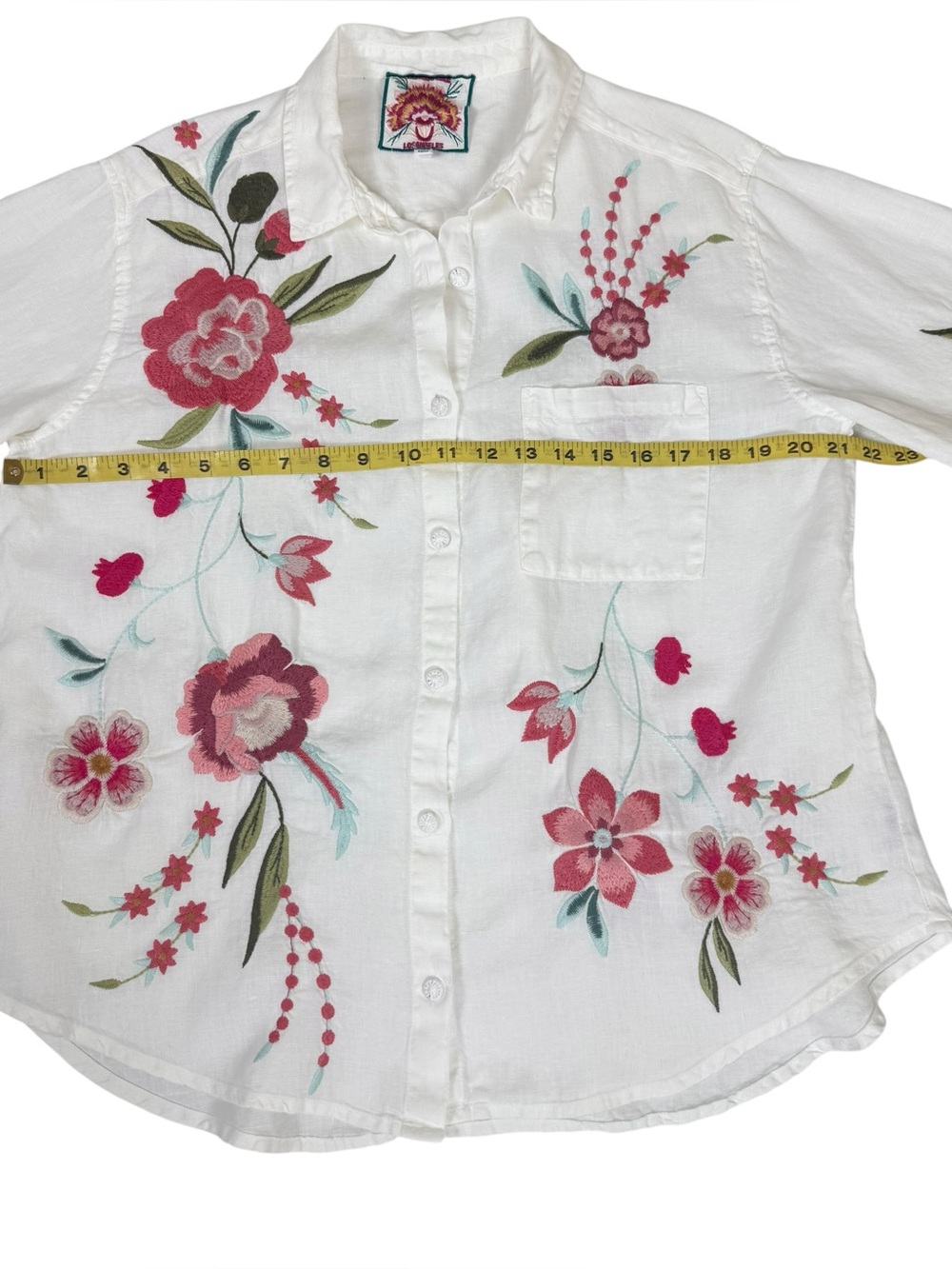 Johnny Was Oversized Nalina Weekend Tunic Linen Embroidered Soft Off White Pinks - Picture 13 of 16